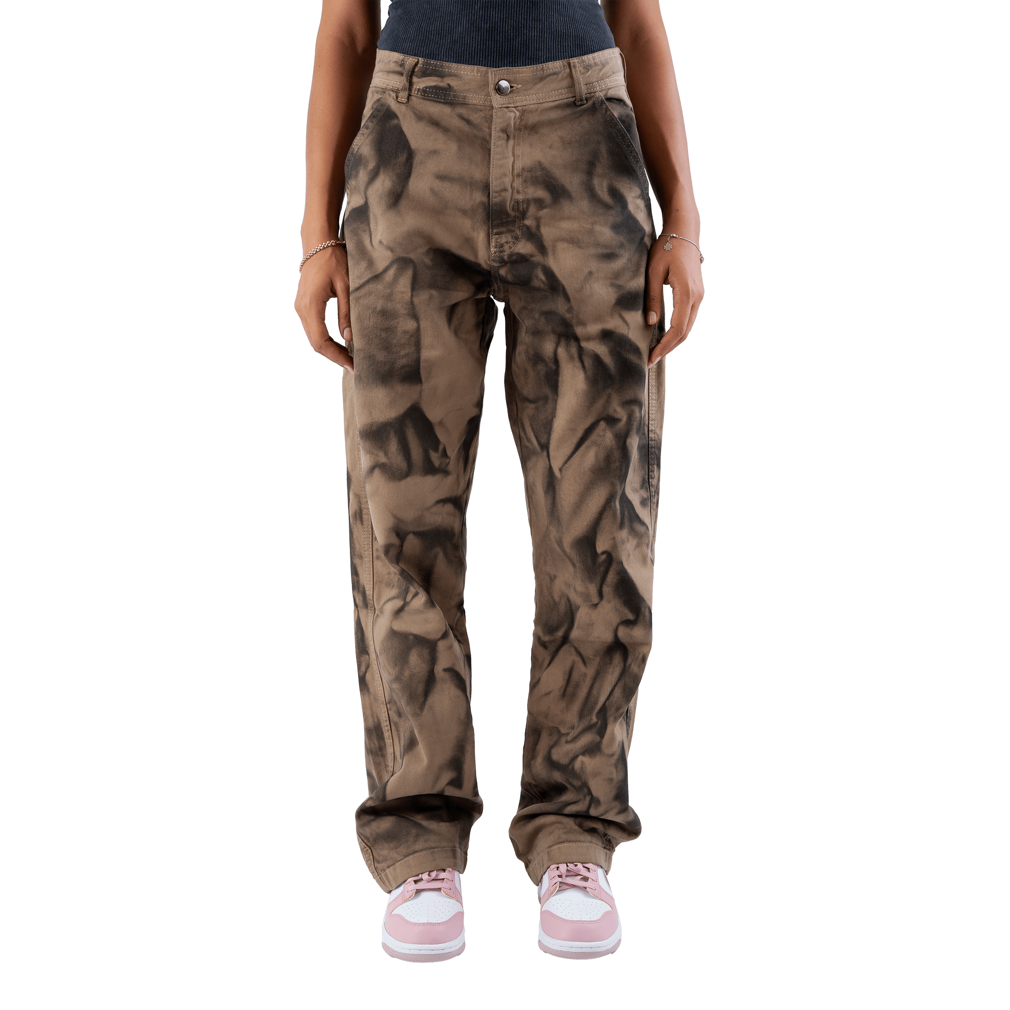 Fitsole Grungy Tie-Die Black Pants