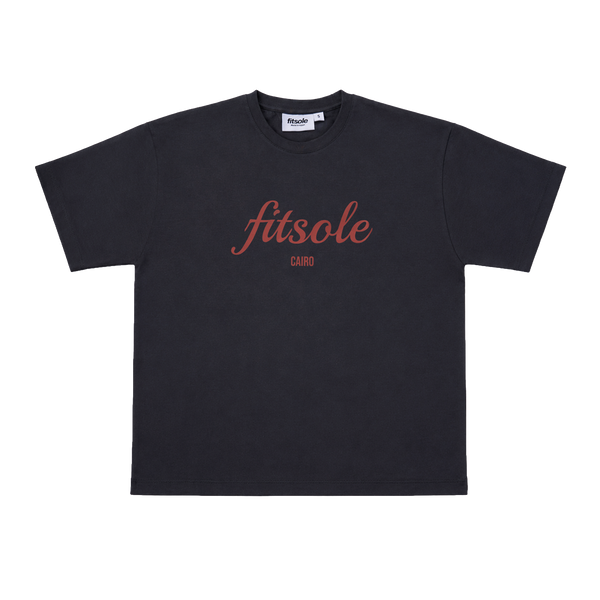 Fitsole Dark Grey Script Tee