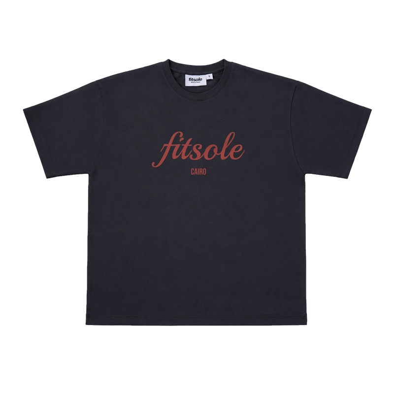 Fitsole Dark Grey Script Tee