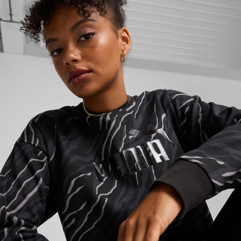 Puma Essentials+ Animal AOP Fleece Crew Sweatshirt