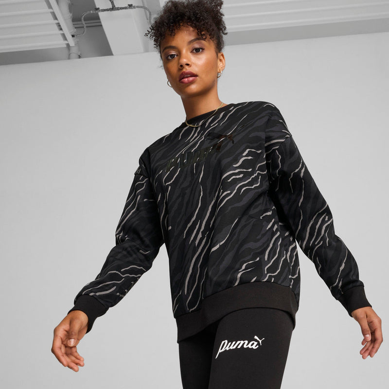Puma Essentials+ Animal AOP Fleece Crew Sweatshirt