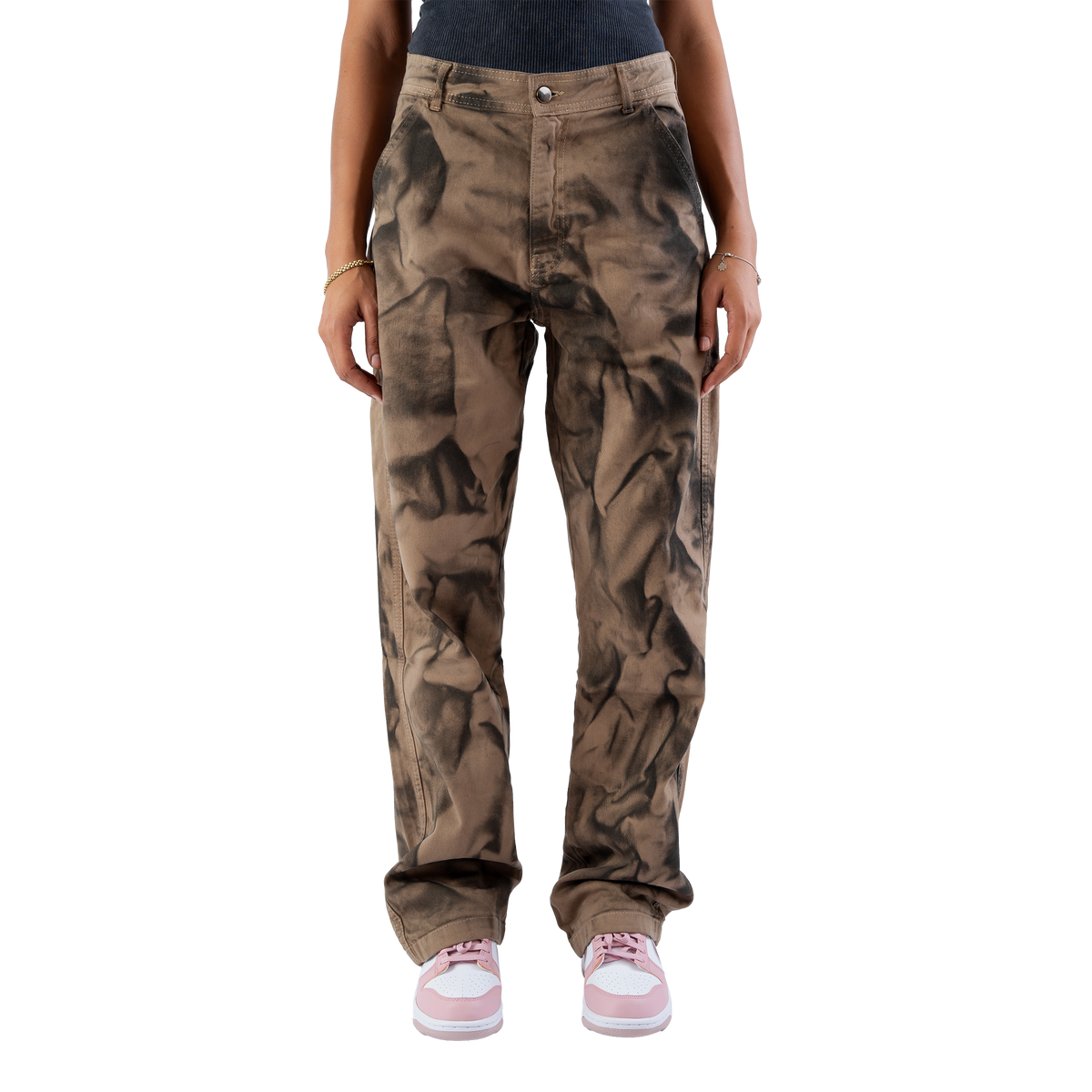Fitsole Grungy Tie-Die Black Pants