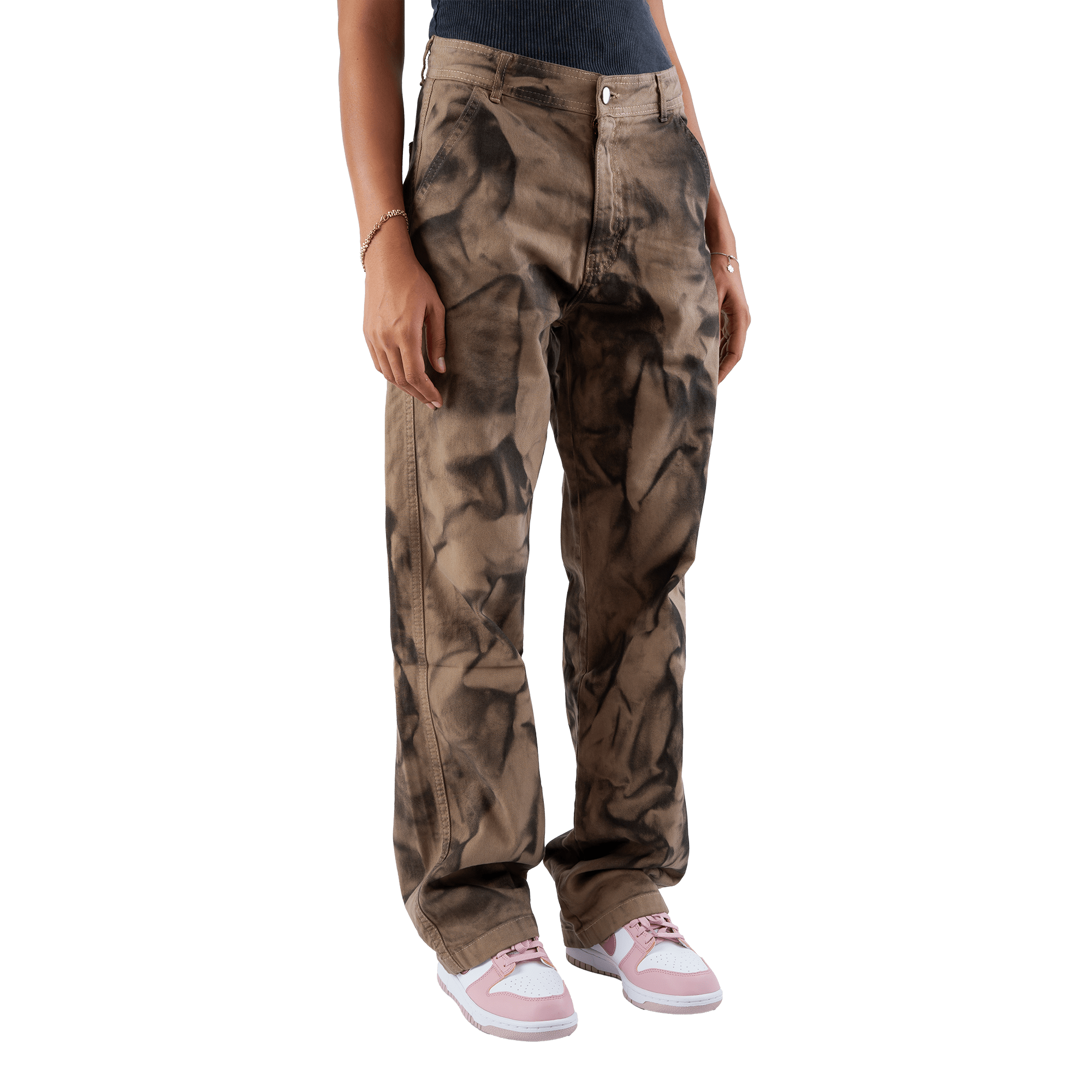 Fitsole Grungy Tie-Die Black Pants