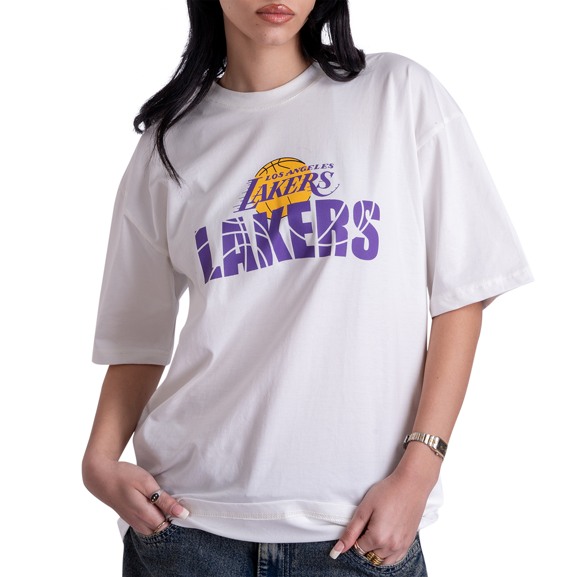 Lakers Front Print White Tee