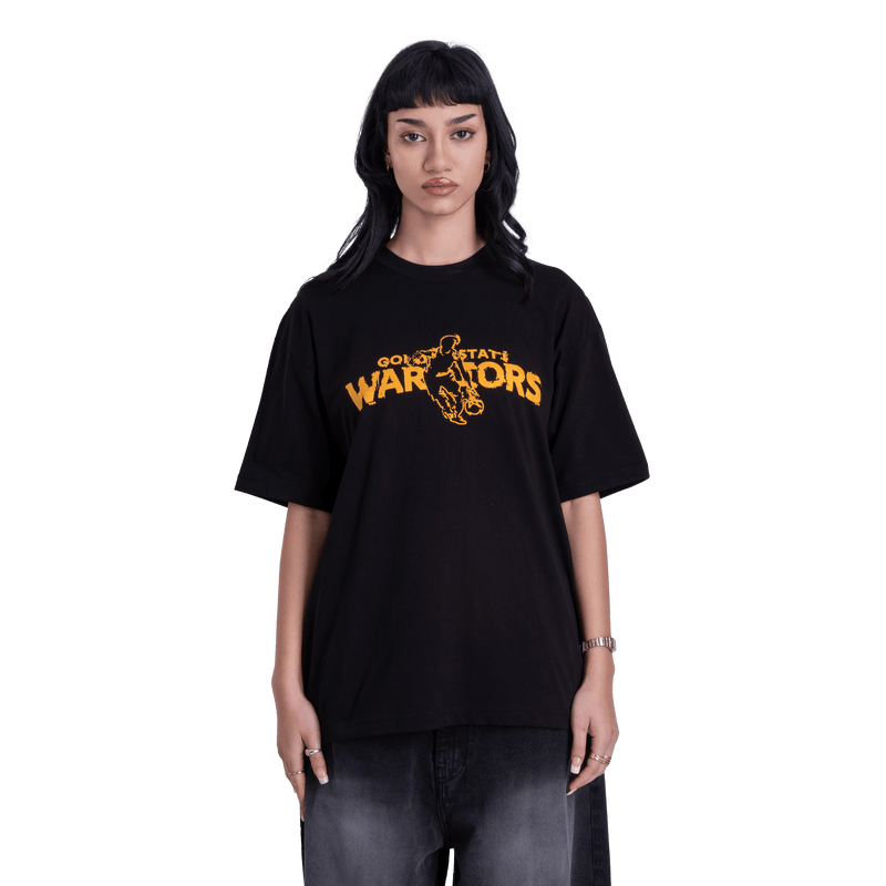 Golden State Warriors Front Printed Black T-Shirt
