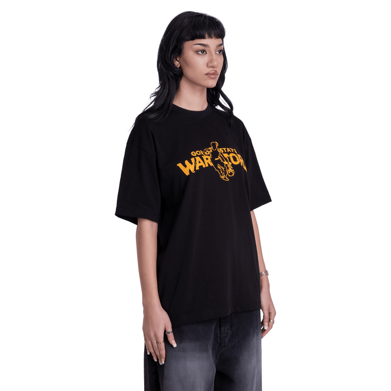 Golden State Warriors Front Printed Black T-Shirt