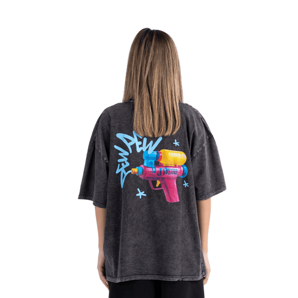 Pew Pew- Washed black Tee
