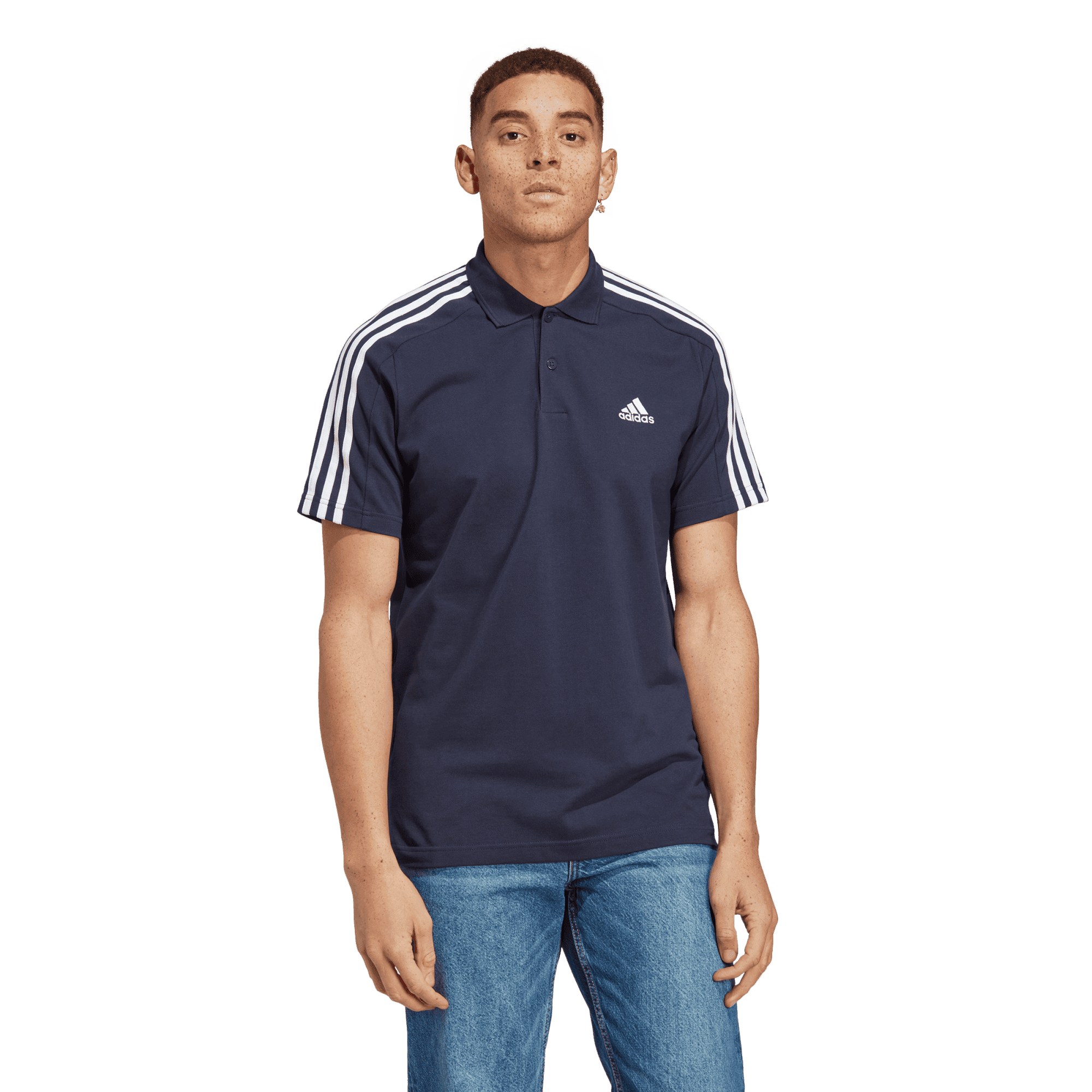 Essentials Piqué Embroidered Small Logo 3-Stripes Polo Shirt
