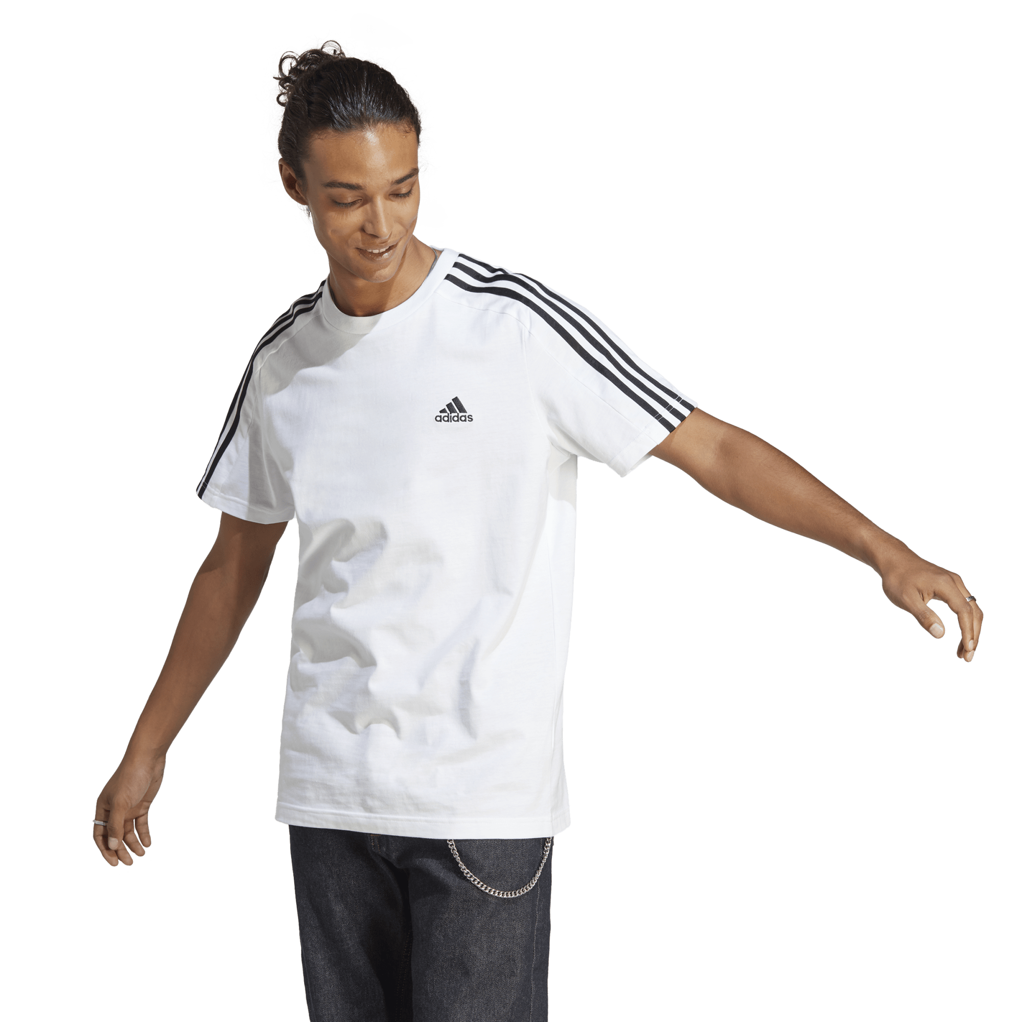 Essentials Single Jersey 3-Stripes T-Shirt (M)