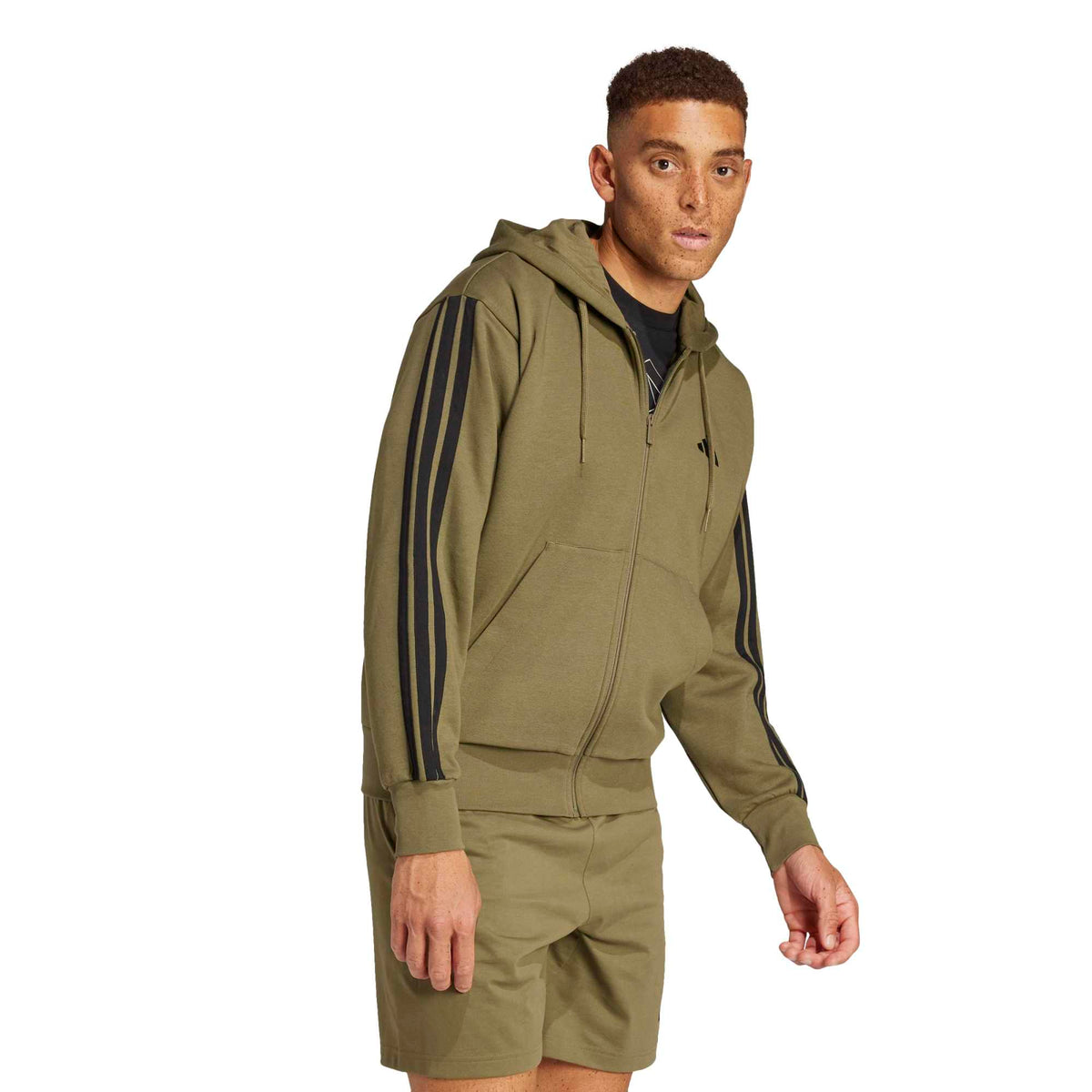 Full zip with drawcord-adjustable hood