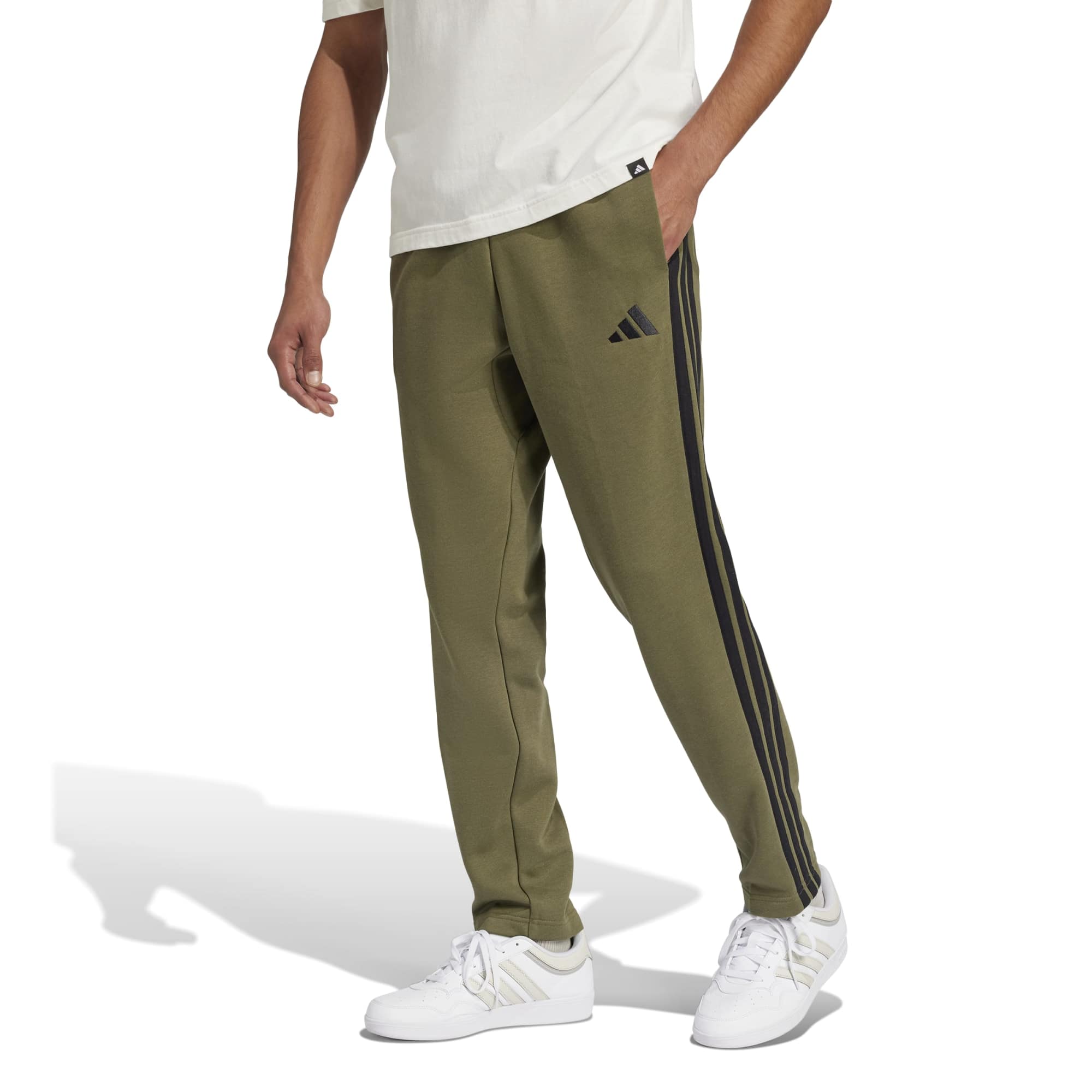 Essentials 3-Stripes Open Hem Fleece Joggers